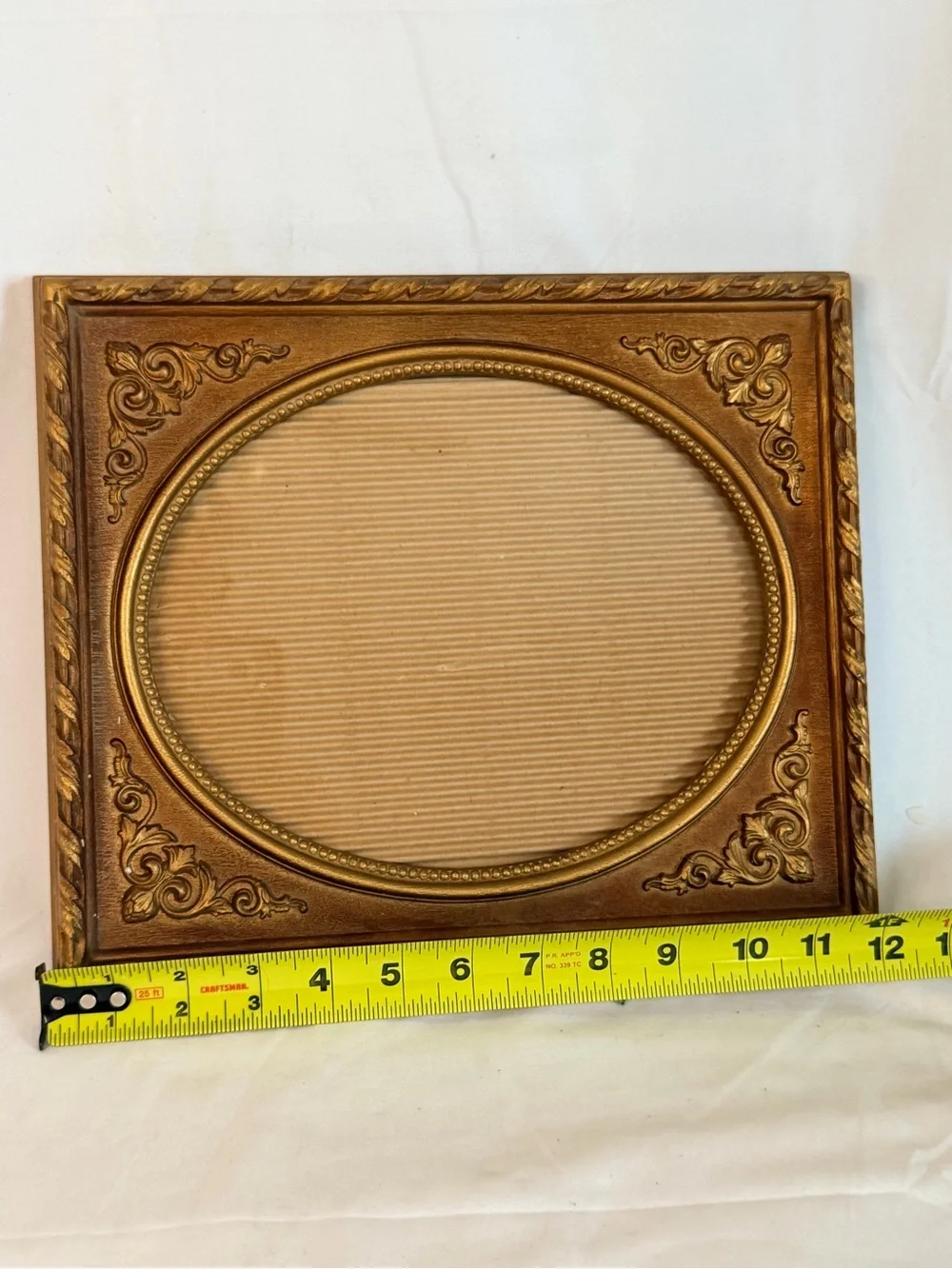 Vintage IIC Picture Frame 1973 USA Brown with Gold Accent Ornate Acrylic Carved